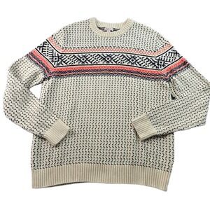 Merona Sweater Unisex Large Multi Nordic Holiday Long Sleeve Crewneck Pullover